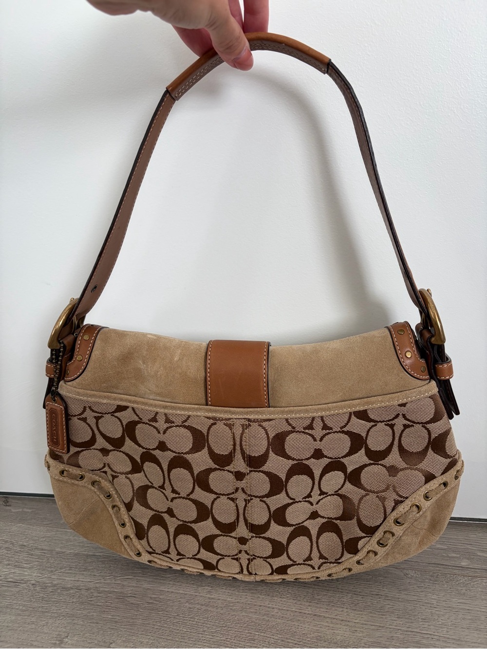 Coach Vintage Y2K Signature Canvas and Suede Shoulder Bag - Picture 5 of 15